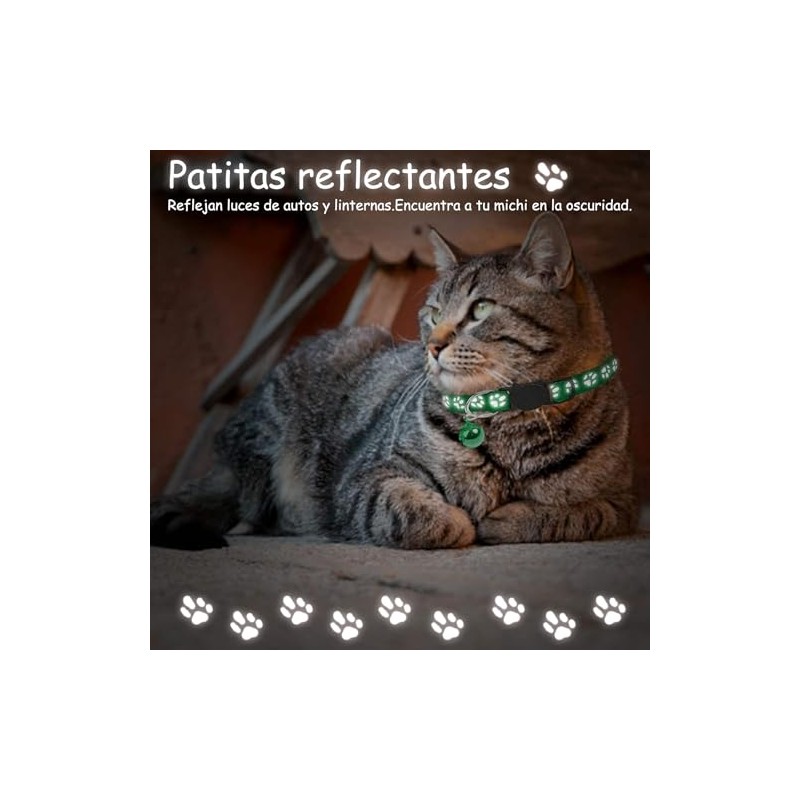 12 Collares para Gatos Reflectantes con Campana