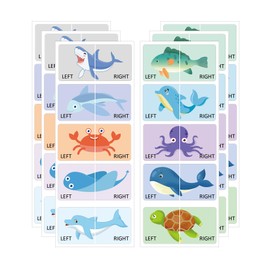 Remerabel 30Set Kids Shoe Labels Cute Right Left Sole Animal Children Boys Girls Shoes Stickers for Children's Day Birthday Baby Party Gift Early Learning Decals