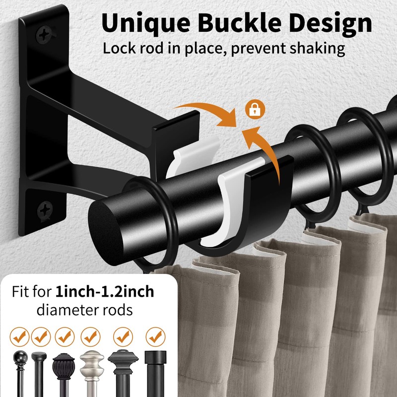 KOLAKO Curtain Rod Bracket, 12 Pack Heavy Duty Curtain Rod