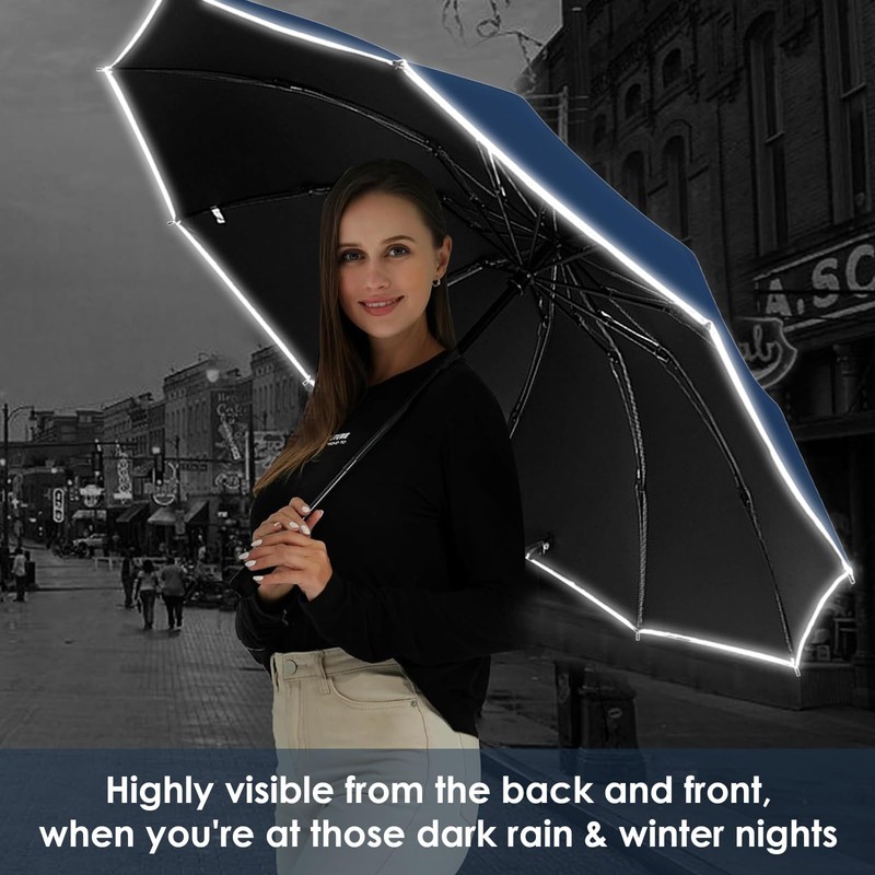 Sykrawki Windproof Inverted Umbrella with 10 Ribs, Automatic Open/Close, Compact,