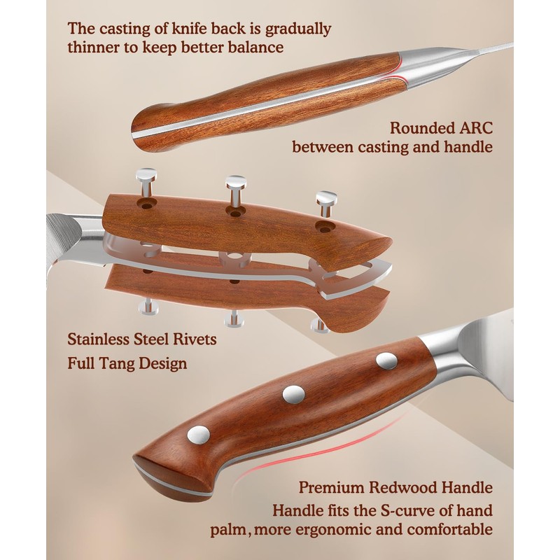 HEZHEN 5.3 Inch Steak Knives, Non Serrated Steak Knife Set