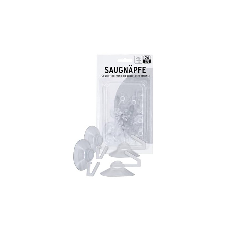 Set of 24 Suction Cups with Hooks - Holder for