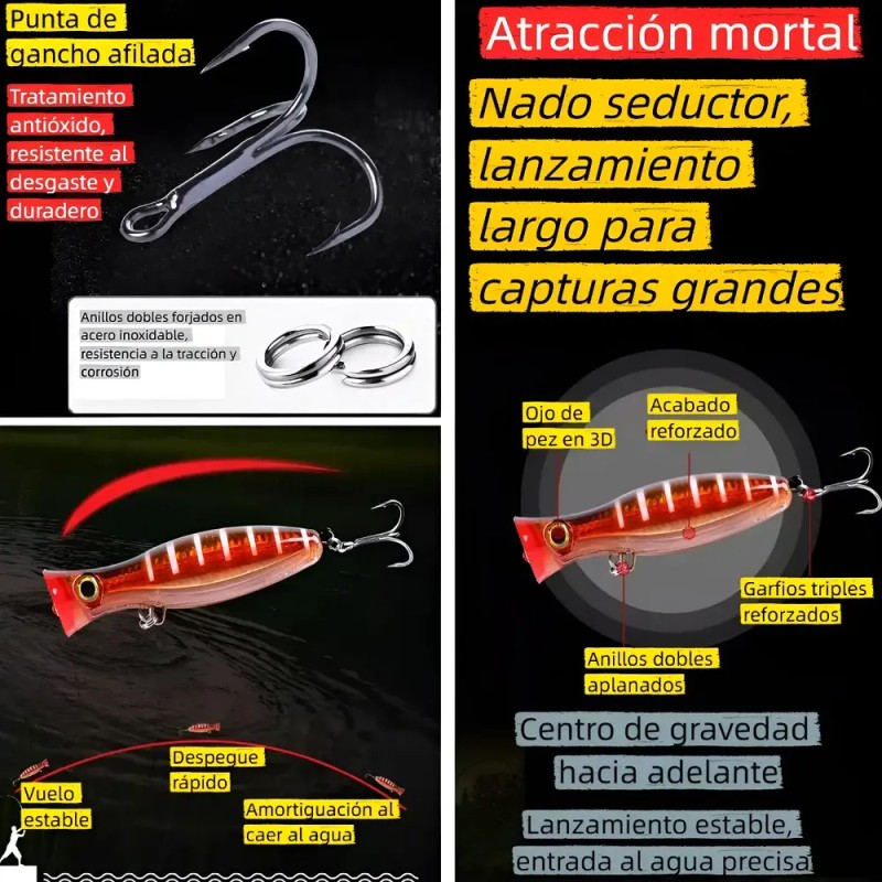 4 Señuelos De 43g Kit Pesca Superficial Mar Playa Río