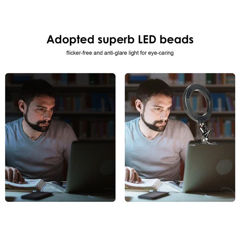 6inches RGB LEDs Selfie Ring Light with Clamp USB Operated