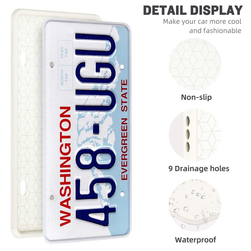QiqaMole 1 Pack Silicone License Plate Frame, Front Back License