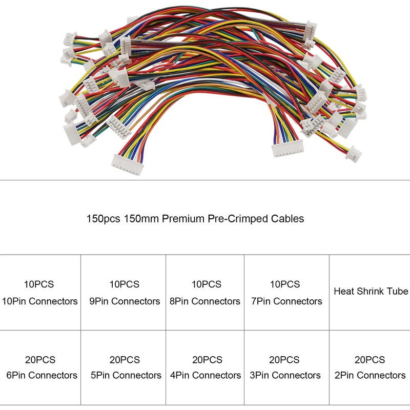ATMLCOER ZH 1.5MM 140Pcs JST Connector Kit with 100Pcs 28AWG
