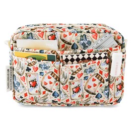 E-WEICHEN Multiple Pockets Portfolio Organizer with Zippered, Makeup Bag Travel Essentials for Women, Simple Waterproof Stationery Pencil Pouch Bag for Journal Office Art Supplies.Beige Poker