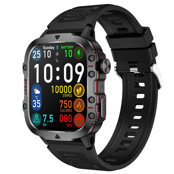Military Smartwatch for Men 3ATM 1.96 Inch Sports Watch (Answer/Make