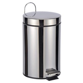 Bambelaa! Pedal Bin Approx. 3 L Sanitary Bin Cosmetic Bin Stainless Steel Bathroom Toilet Rubbish Bin Small Silver
