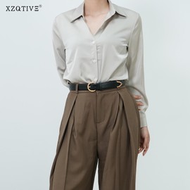 XZQTIVE Women's Leather Belts for Jeans Pants Dresses Fashion Ladies Black Belt with Gold Buckle