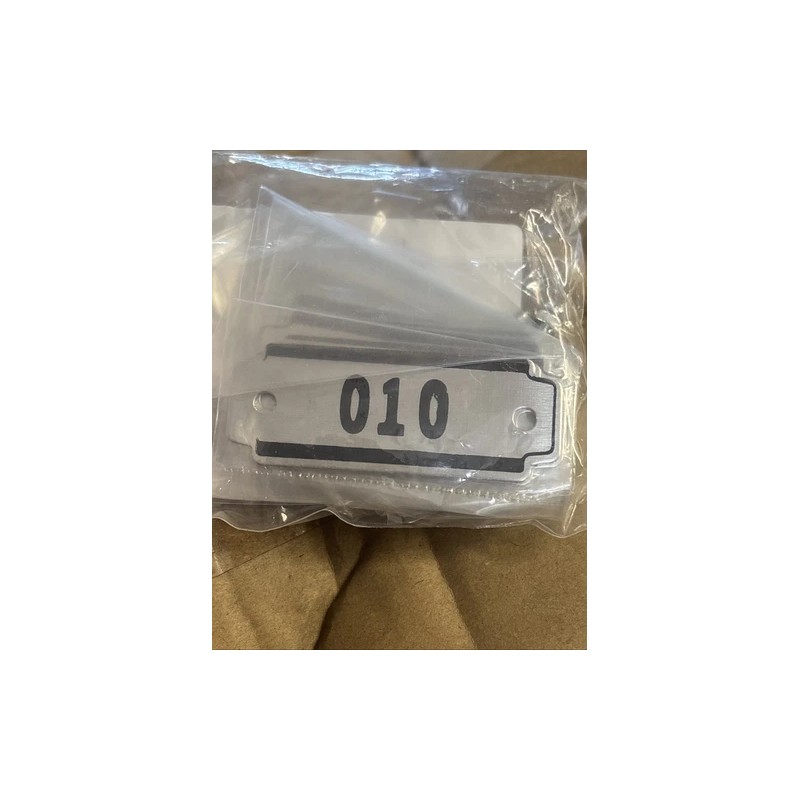 locker Tag / Number Plates, #1 thru #10, 2-3/8”x7/8” ,