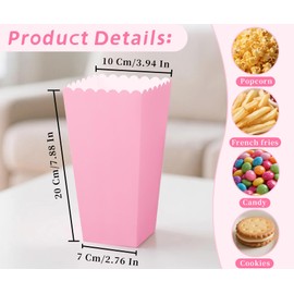 100 Pack Pink Popcorn Boxes, Disposable Popcorn Holders for Birthday Parties, Weddings, Movie Nights, Carnivals, Holidays, Baby Showers
