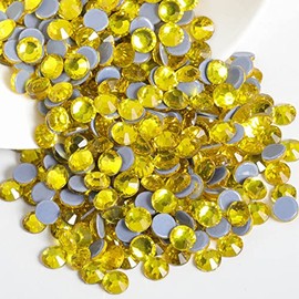 Beadsland Hotfix - 1440 diamantes de imitación de cristal con parte trasera plana para manualidades, ropa, decoraciones de bricolaje, amarillo limón, 