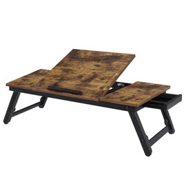 SONGMICS Mesa para Laptop de Bamb, Escritorio Plegable para Cama y Sof, Altura y 5 ngulos Ajustables, Base para Laptop hasta 14.3, MLLD110B01         