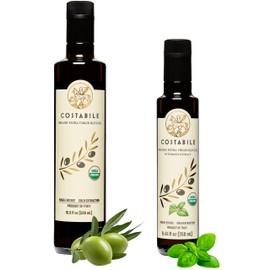 Costabile Basil infused Extra Virgin Olive Oil and Polyphenol Rich Classic Blend. All-natural olive oils, 100% Italian. COSTABILE