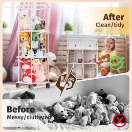 ksdenuov ​Extra Large Metal Stuffed Animal Storage, Organizer & Holder | Teddy Bear & Toy Storage for Playroom, Bedroom, Toddler Room | Space-Saving Plush Gift​