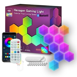 UanTii Smart Hexagonal Lamp,Bluetooth RGBIC LED Panel Light Smart Night Light Gaming Light with Bluetooth App Control (10)