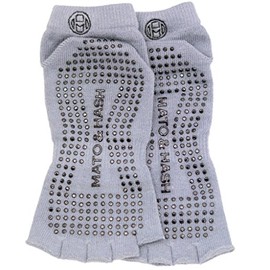 Mato & Hash Toeless Half Toe Yoga Socks With Grip 3 PK Grey S/M