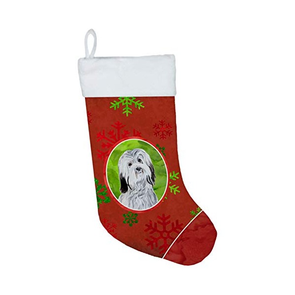 Caroline's Treasures SC9761-CS Havanese Red Snowflakes Holiday Christmas Stocking, Large,