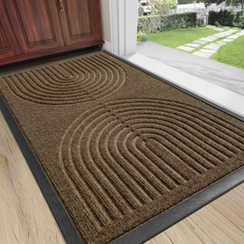 RORA Front Door Mat, Heavy Duty Doormat Outdoor Entrance, Non Slip Welcome Mat, Natural Rubber Indoor Door Mats for Entryway,Patio,Garage,Porch, 35.5"x24", Brown