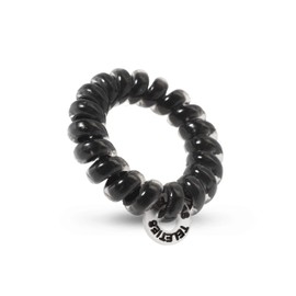 TELETIES - TinyTELEs Collection - Spiral Hair Coils - Ponytail Holder Hair Ties for Women - Phone Cord Hair Ties - Strong Grip, No Rip, Water Resistant, No Crease Hair Tie Coils - 5 pack (Jet Black))