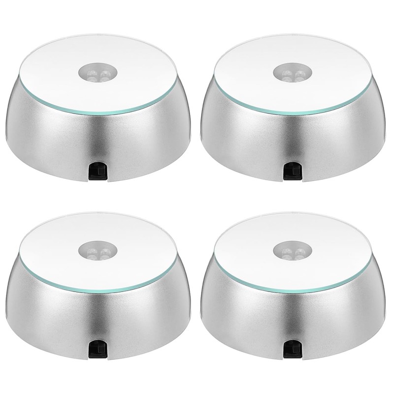 Uonlytech 4pcs Led Lighted Base for Glass Art Multicolor Round
