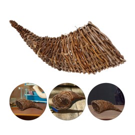 Toddmomy Cornucopia Basket, Horn of Plenty Basket for Table Centerpiece Rattan Storage Basket Decorative Fruit Basket Snack Basket for Autumn Fall Thanksgiving Decor