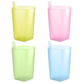 Taza para beber para niños, 4 tazas para beber con popote integrado, tazas para niños con popotes