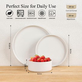 LERATIO Ceramic Dinnerware Sets for 4,12 Pieces Poreclain Plates and Bowls Sets,Scratch Resistant Dishes,Dishwasher & Microwave Safe Dishes Set,Service for 4-White