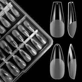 480 Pcs Gel X Nail Tips Nail Tips- Tips Für Gelnägel mit 12 Größen,Coffin & Almond Press on Nail transparente abnehmbare Nägel für DIY, Home Salon oder Geschenke, wiederverwendbare weiche Gel-Nägel
