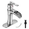 Chrome Bathroom Faucet Waterfall GGStudy Single Handle One Hole Farmhouse