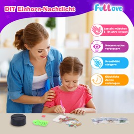 Fullove Gifts from 5-12 Years Girls Craft Set: Gift Ideas 6 7 8 9 10 Year Old Girls Cat Diamond Painting Children 11 12 Years Rainbow Craft Set Painting Set Girls 7 Years Craft Sets for Children