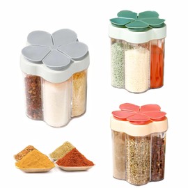 LSRVNM 3 Pieces 5 in 1 Spice Jars Seasoning Box, Spice Containers Storage Set, Portable Camping Seasoning Box, Salt, Pepper, Sugar, and Spices for Cooking, Home Camping, Barbecue Picnic