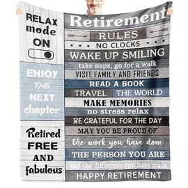 Waterproof Picnic Blanket Plane Blanket Retirement Blanket, Happy Retirement Gifts, Bed Throws, Plush Throw Fuzzy Lightweight for Couch, Bed (50x60 inches)