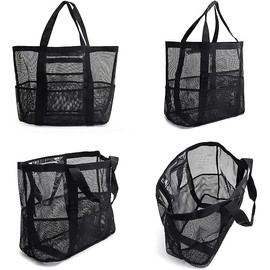 DKAEBLC Pool Bag, Large Capacity, Mesh Bag, Spa Bag, For Beach, Hot Springs, Swimming, Sea Bath, Mesh, Quick Drying, Breathable, Black