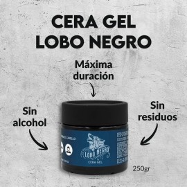 Lobo Negro Cera Gel Hombre Para Cabello Barba Bigote 250gr