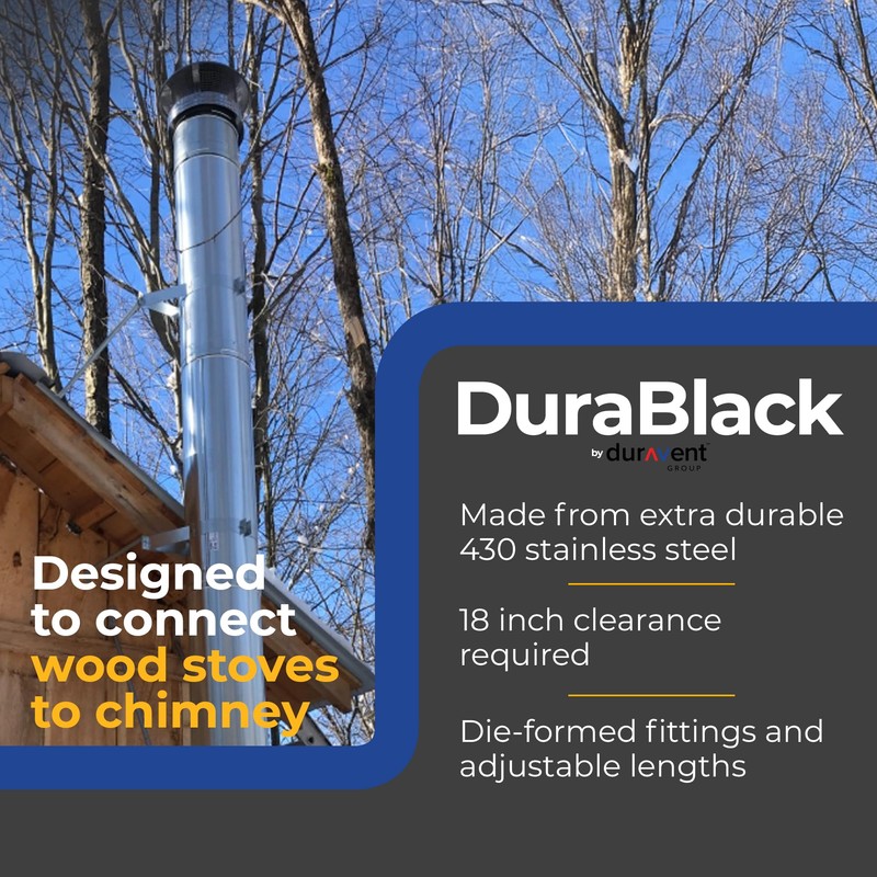 DuraVent DuraBlack 6 Inch 24 Gauge 430 Stainless Steel Easy