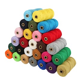 Macrame Cotton Cord, 2/3/4/5/6mm Natural Cotton Cord Perfect Macrame Supplies for Macrame Plant Hangers DIY Crafts (Natural White, 3mm*109Yards)