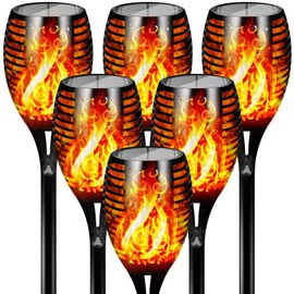 Otdair 96 LED Solar Lights Outdoor Upgraded 6 Pack, 43" Tall & Super Larger Size, Waterproof Torches for Outside, 2200mAh Solar Solar Torch Light with Flickering Flame for Path Yard Garden