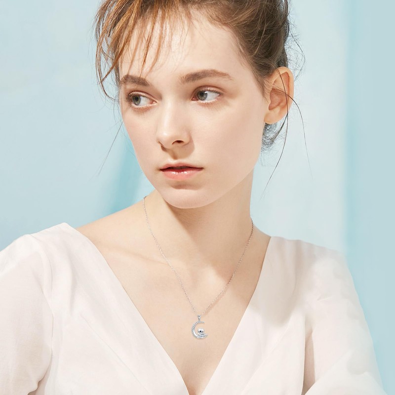 PROESS Sea Otter Necklace Sterling Silver April Birthstone Necklace Sea Otter