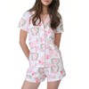 Womens Pajamas Set Shorts Button Down 2 Piece Monkey Bunny