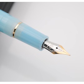 JINHAO 82 Celluloid Fountain Pen Acrylic Ink Pen with Ink Converter (Fine Nib, Gold Clip-Transparent Sky Blue)