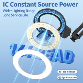 12X Magnifying Glass with Light Hands Free, 2026 New Upgrade Infinite Color and Brightness Magnifying Desk Lamp & Clamp, 2-in-1 LED Lighted Magnifier Stand for Craft Reading Hobby Close Work