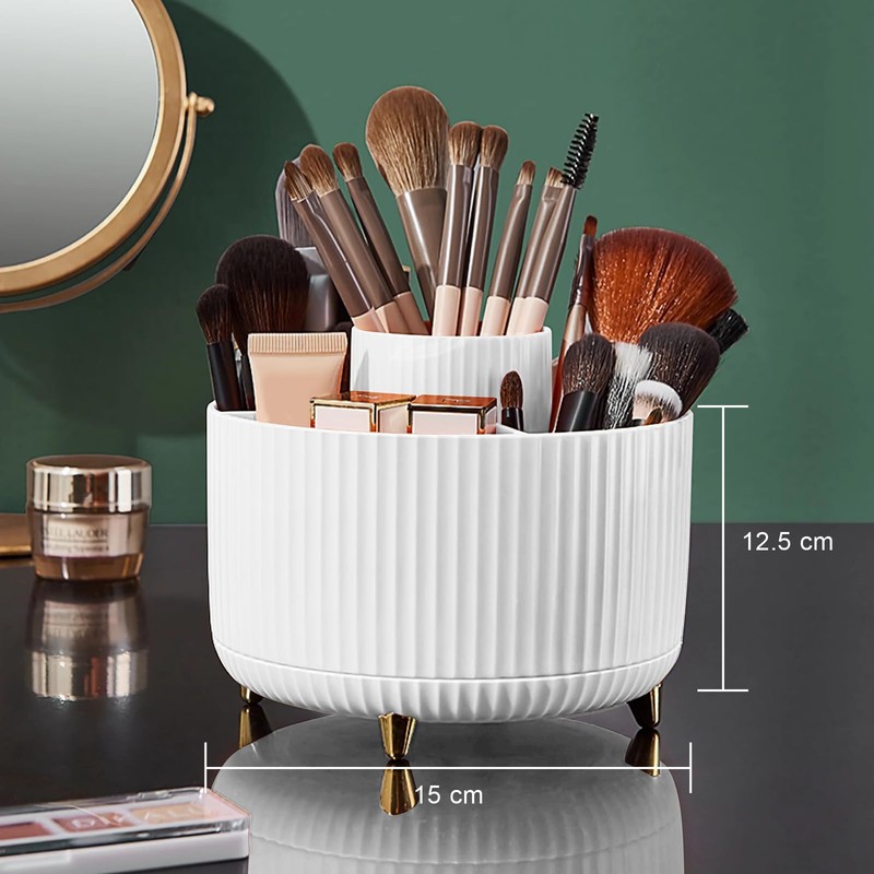 Diesisa Makeup Brush Case, 360° Rotation, Cosmetics Storage, 5 Slots