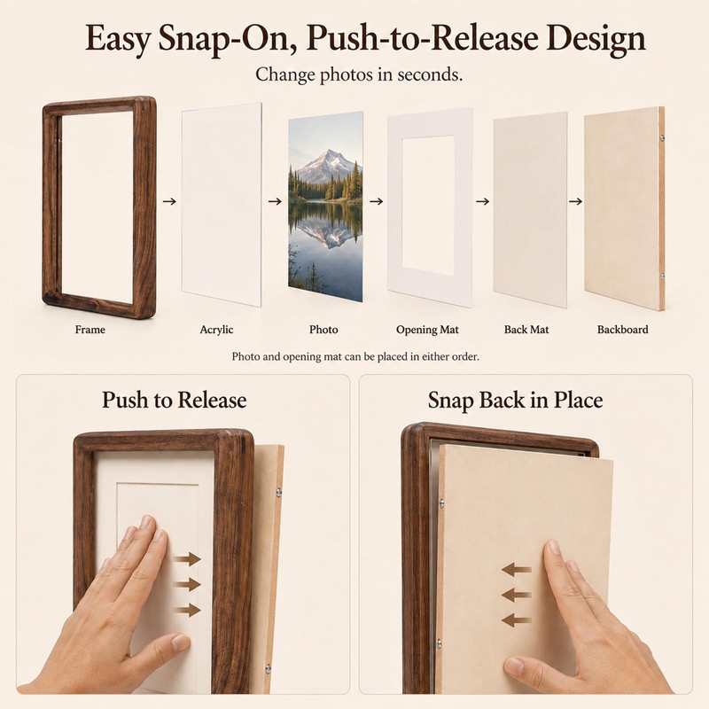 Natural American Black Walnut Wood Picture Frame, 2x3 Inch