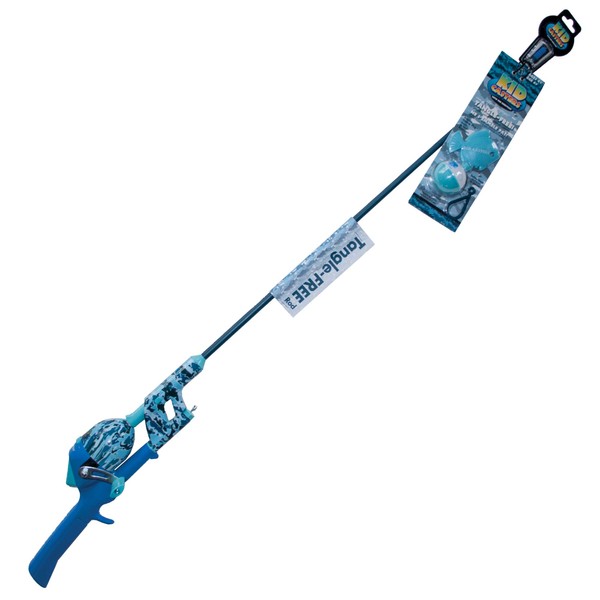 Blue Camo No Tangle Fishing Combo with Bobber, Practice Casting Plug