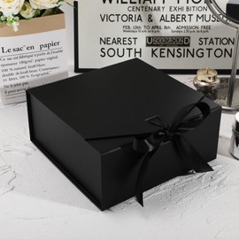 OEMVALATY 8-Pack Gift Boxes,9x9x4 Inch Magnetic Gift Boxes with Lids for Presents,Black with Ribbon, Bridesmaid Proposal Box for Wedding, Storage, Birthday