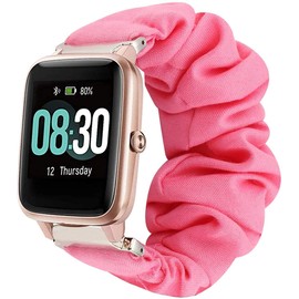 onetuo Compatible for UMIDIGI Uwatch3 Bands, Fabric Elastic Scrunchie Elastic Watch Band Women Cute Replacement Straps for UMIDIGI Smart Watch Uwatch3/Uwatch GT/Ufit Fitness Tracke (Pink)