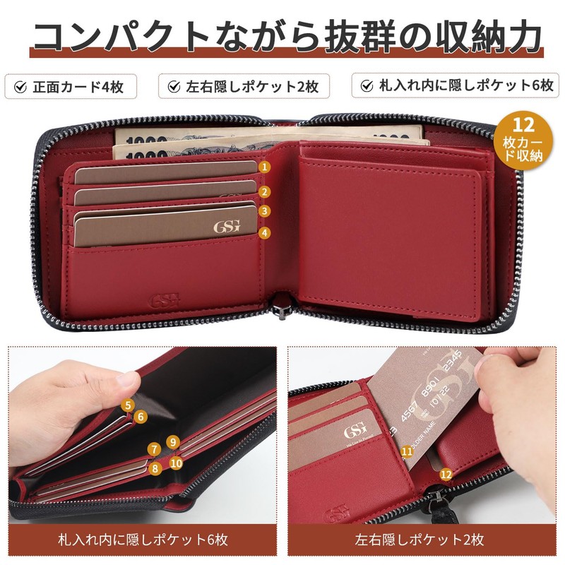 GSG Men's Wallet, 2-Fold, Compact Mini Wallet, Brand, Folding, Popular