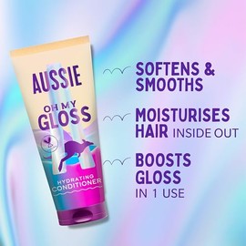Aussie Oh My Gloss Hydrating Conditioner 200ml. Softens and Smooths Dry & Dull Hair. Infused with Australian Macadamia Nut Oil. Vegan and Cruelty-Free